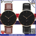 Yxl-007 2016 Mode Hommes Montre En Cuir Véritable En Acier Inoxydable Dw Modèle Noir Visage À Quartz Montre